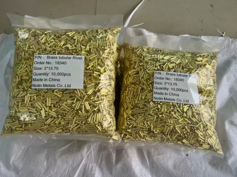 Sample Order for Tubular Rivets Headed to the UK